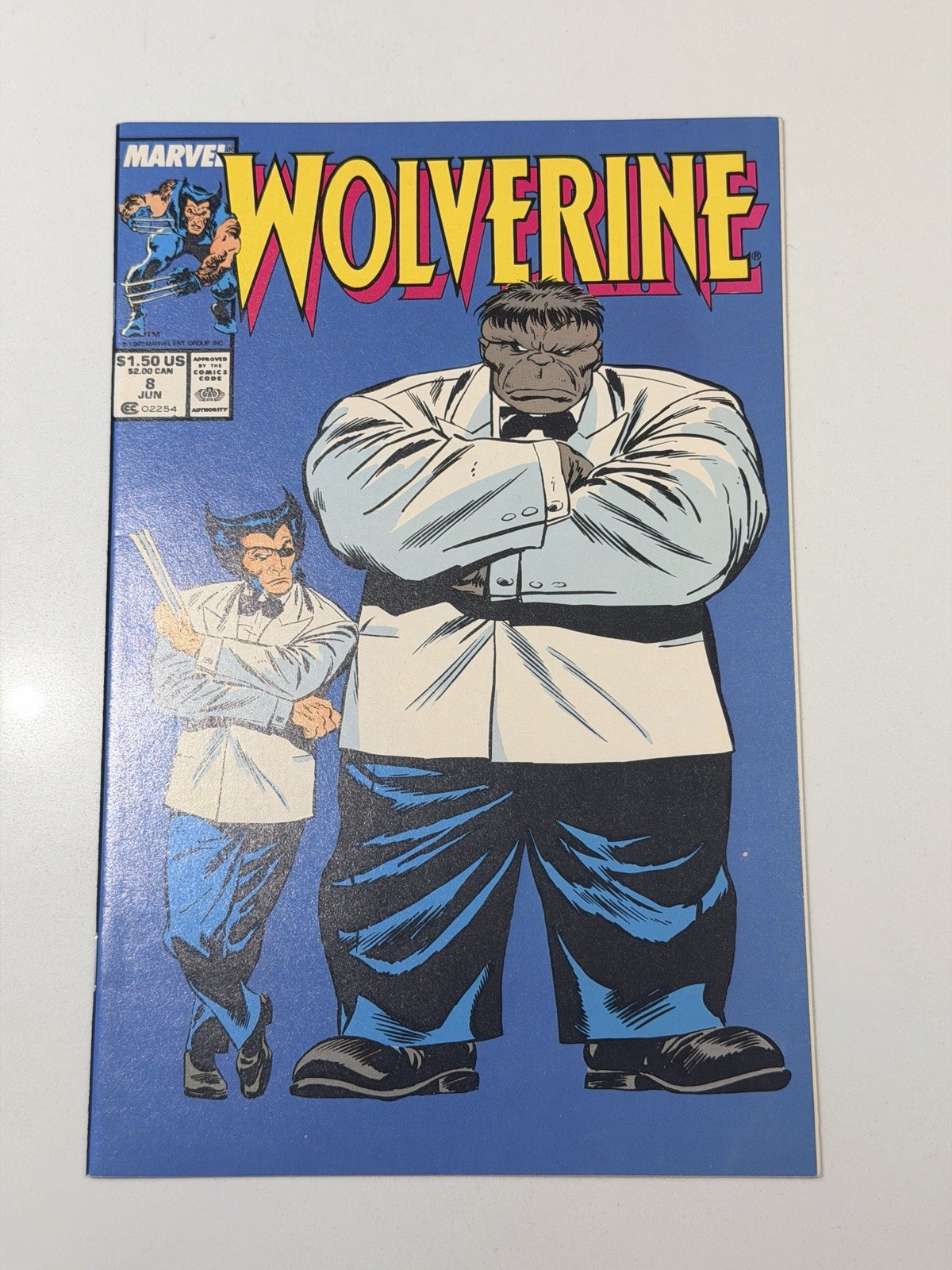 WOLVERINE #8 Grey Hulk Joe Fixit & Patch Cover Marvel 1989 NM WOLVERINE #8 Grey Hulk Joe Fixit & Patch Cover Marvel 1989 NM