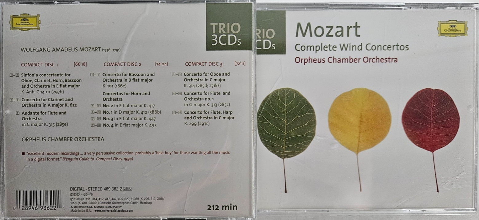 Mozart: The Wind Concertos Orphues Chamber Orchestra CD 3 discs