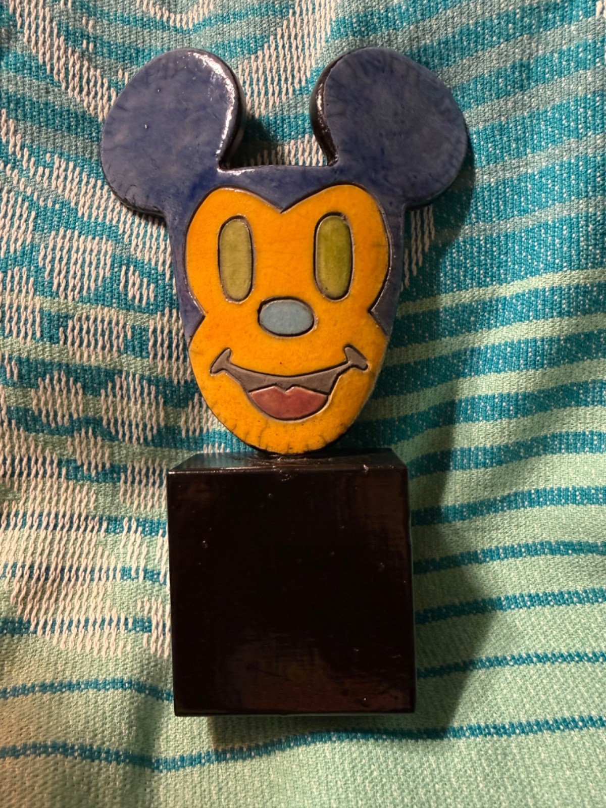 RARE VINTAGE RAKU SCULPTURE OF DISNEY’S MICKEY MOUSE W/COA, MADE IN SOUTH AFRICA RARE VINTAGE RAKU SCULPTURE OF DISNEY’S MICKEY MOUSE W/COA, MADE IN SOUTH AFRICA