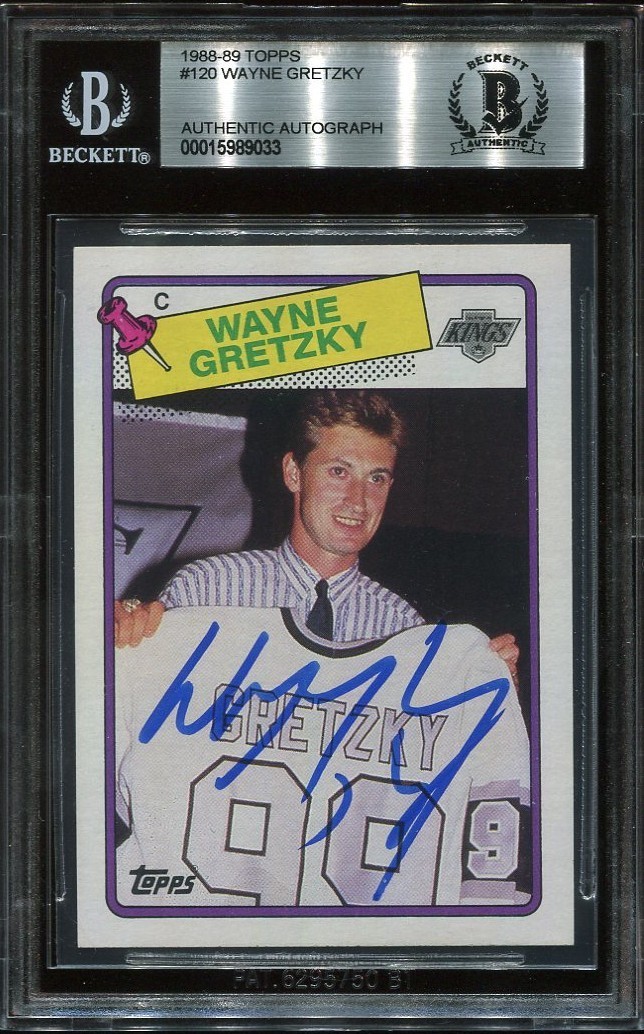 HOF WAYNE GRETZKY signed autographed 1988-89 TOPPS CARD BECKETT (BAS) RARE
