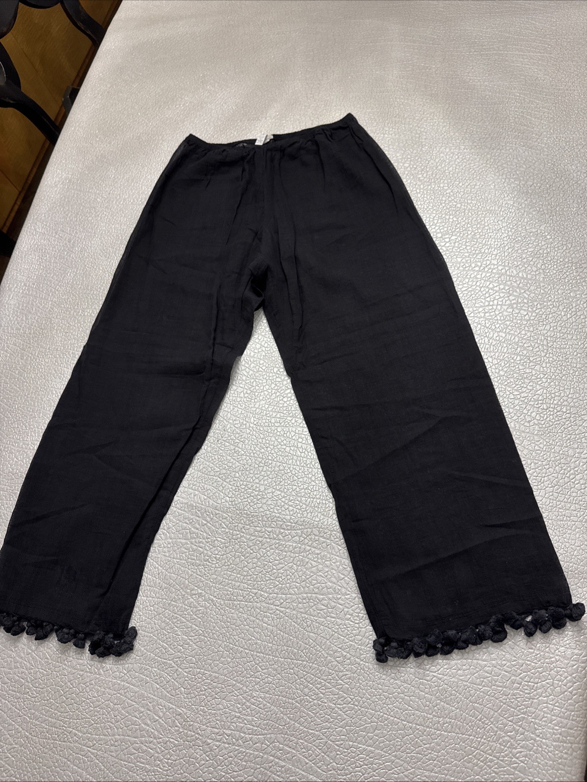 Dosa Women’s Black Khadi Cotton Pants With Pompoms Size 2 Dosa Women’s Black Khadi Cotton Pants With Pompoms Size 2