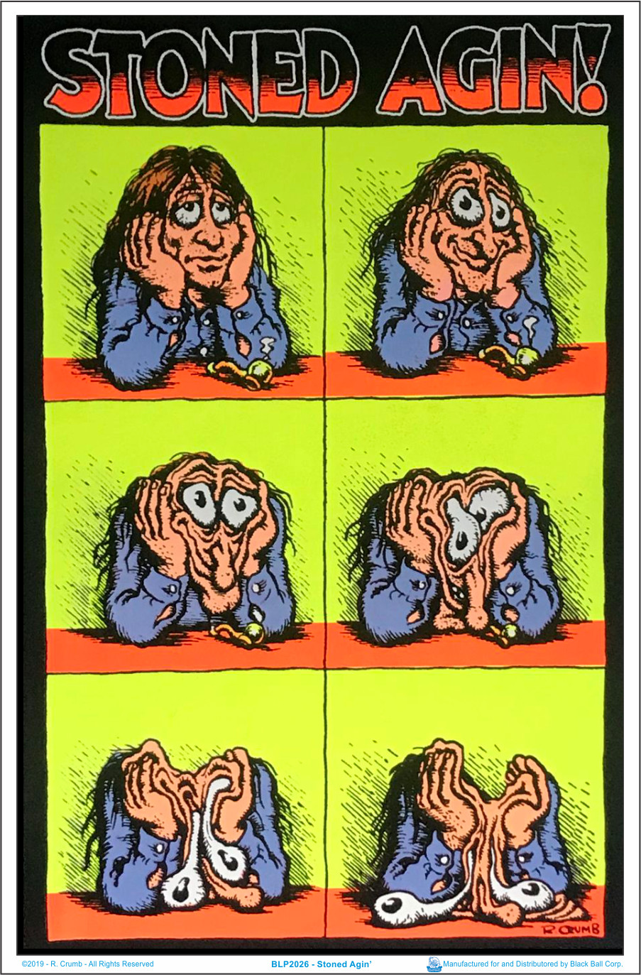 Stoned Agin\' by R Crumb Laminated Blacklight Poster - 23.5\