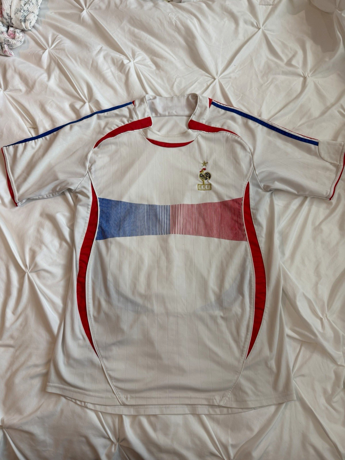 France FFF Soccer Jersey Shirt Mens L White Red Blue Football Missing Tag
