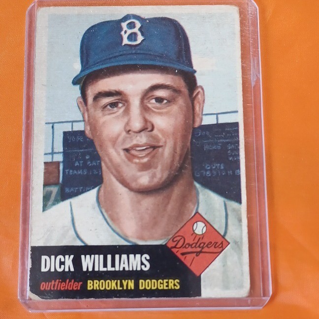 Topps 1953 Dick Williams Brooklyn Dodgers Baseball Base Set #125 Bio Black