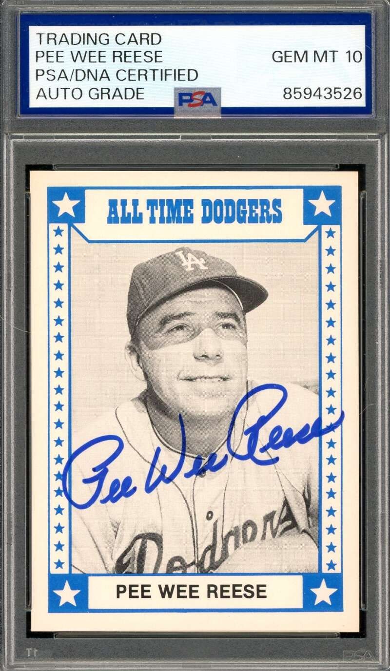Pee Wee Reese Gem Mint 10 PSA DNA Signed 1980 TCMA All Time Dodgers Autograph Pee Wee Reese Gem Mint 10 PSA DNA Signed 1980 TCMA All Time Dodgers Autograph
