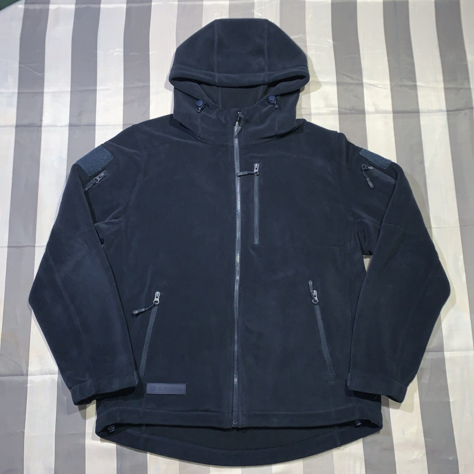 Baerskin Tactical Utility Hoodie Polar Fleece Mens L Full Zip Cargo Navy Blue