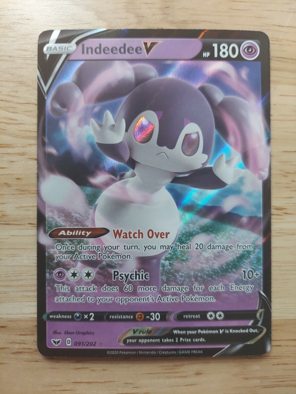 Indeedee V 091/202 - Shield & Sword NM Ultra Rare Pokemon Card 