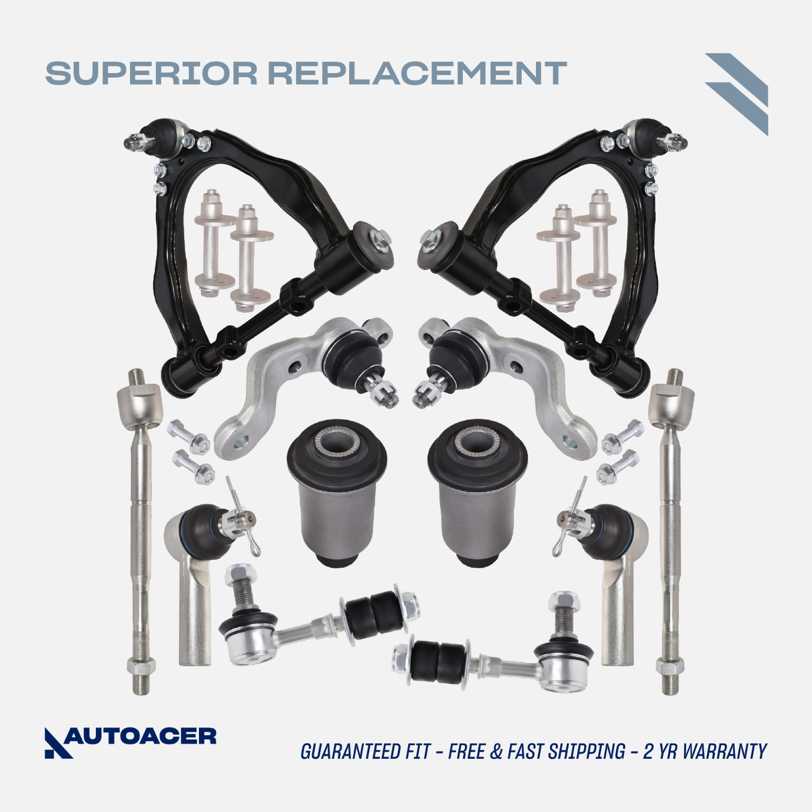 AUTOACER -16p Front Suspension Arms Ball Joints Links Tie Rods Bushes for Tacoma