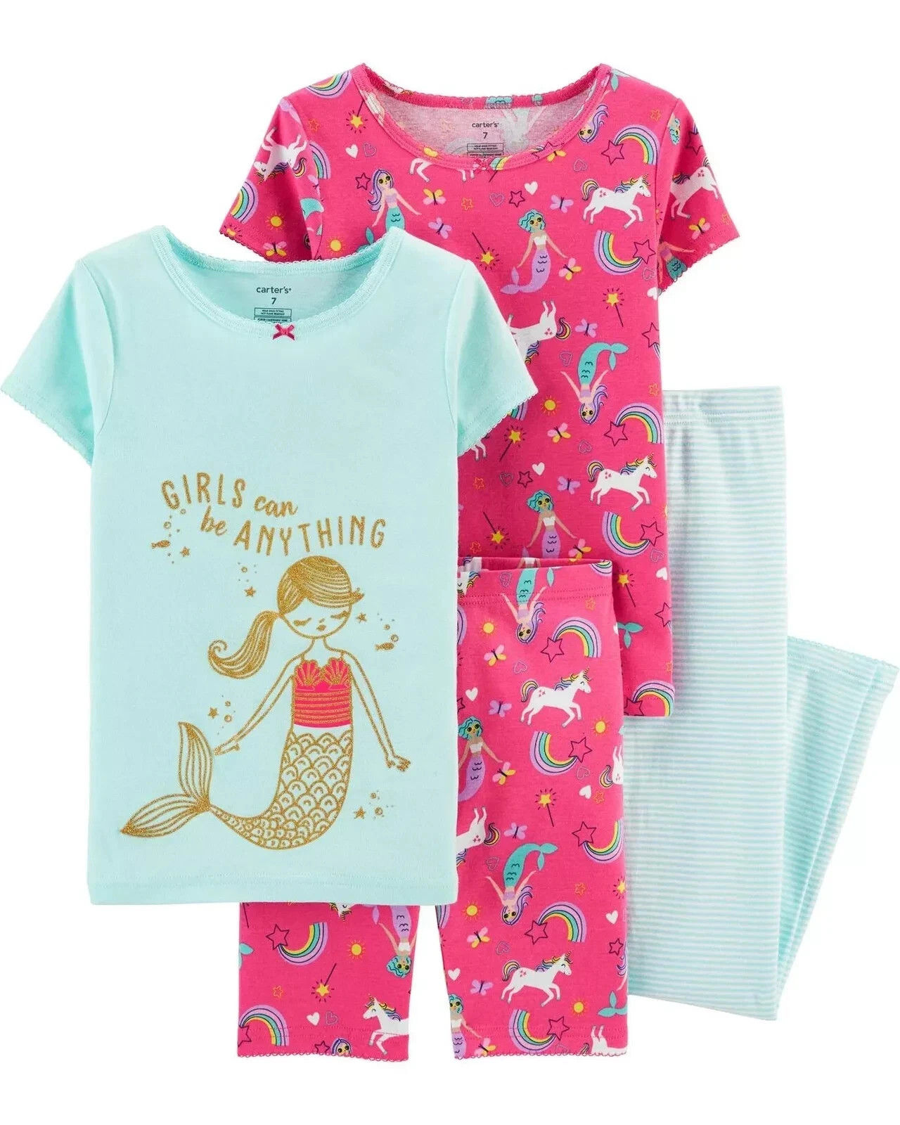 Carter's Girls 4-Piece 100% Snug Fit Cotton PJs Pajama Set Carter's Girls 4-Piece 100% Snug Fit Cotton PJs Pajama Set