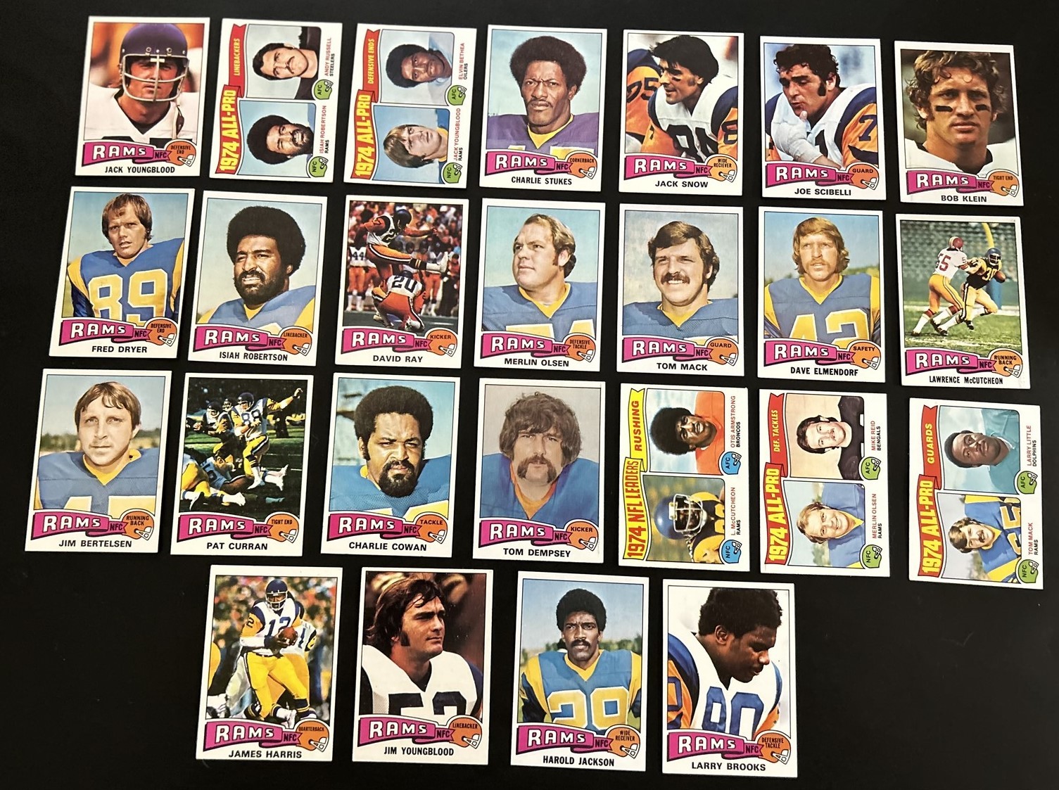 1975 Topps LOS ANGELES RAMS TEAM Set JACK Jim YOUNGBLOOD Mack McCUTCHEON Dryer