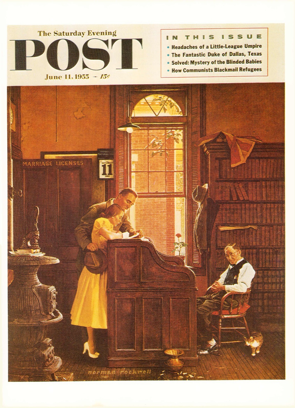 1955 JUNE 11 Marriage License NORMAN ROCKWELL SATURDAY EVENING POST COVER PRINT