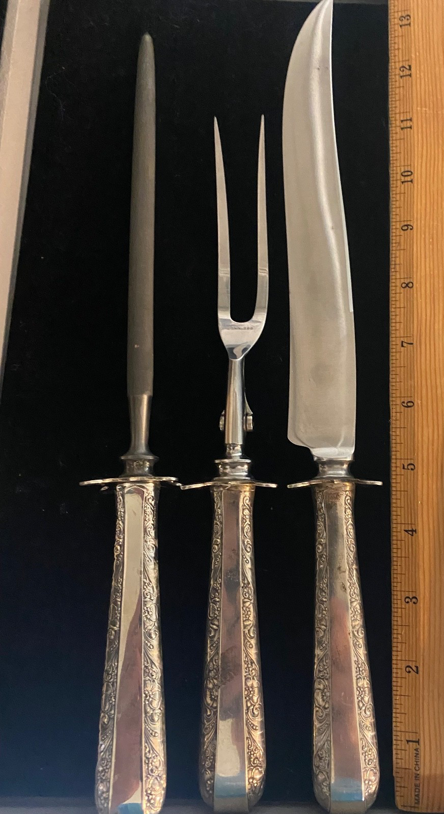 CANDLELIGHT BY TOWLE STERLING FLATWARE SET  3 PIECE LARGE ROAST CARVING SET RARE
