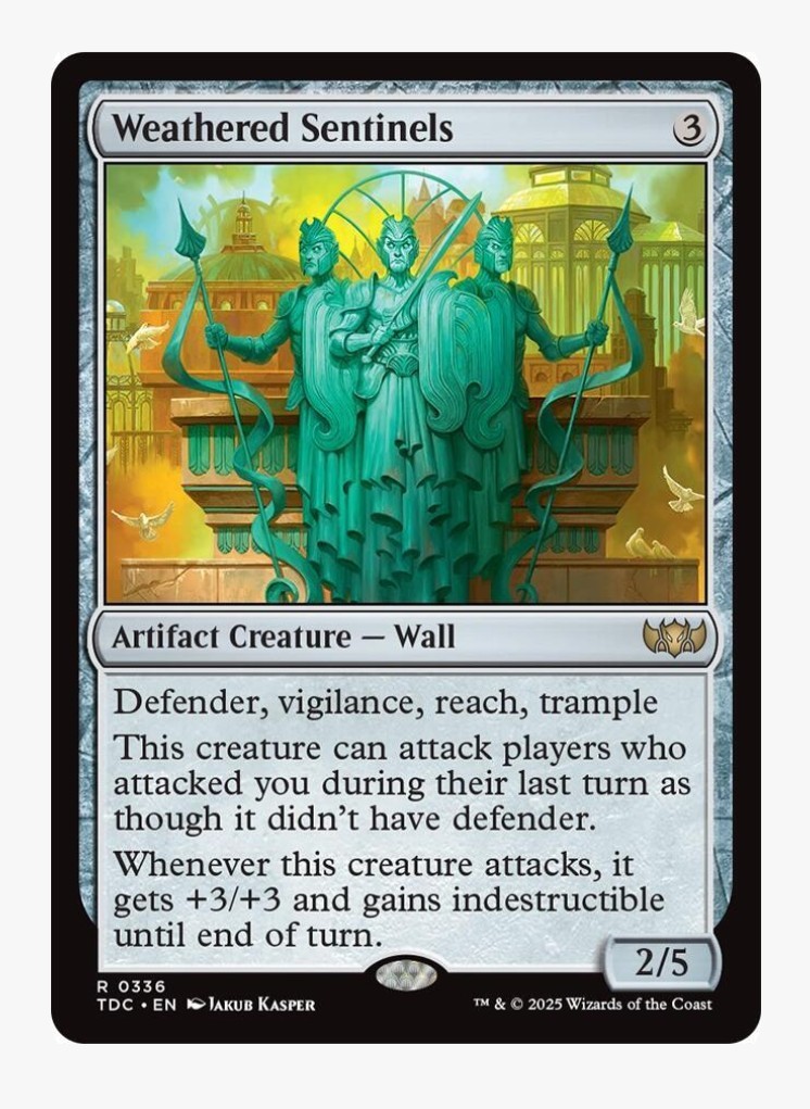 Weathered Sentinels | MTG TDC | Artifact Wall Defender Commander Rare | NM Weathered Sentinels | MTG TDC | Artifact Wall Defender Commander Rare | NM