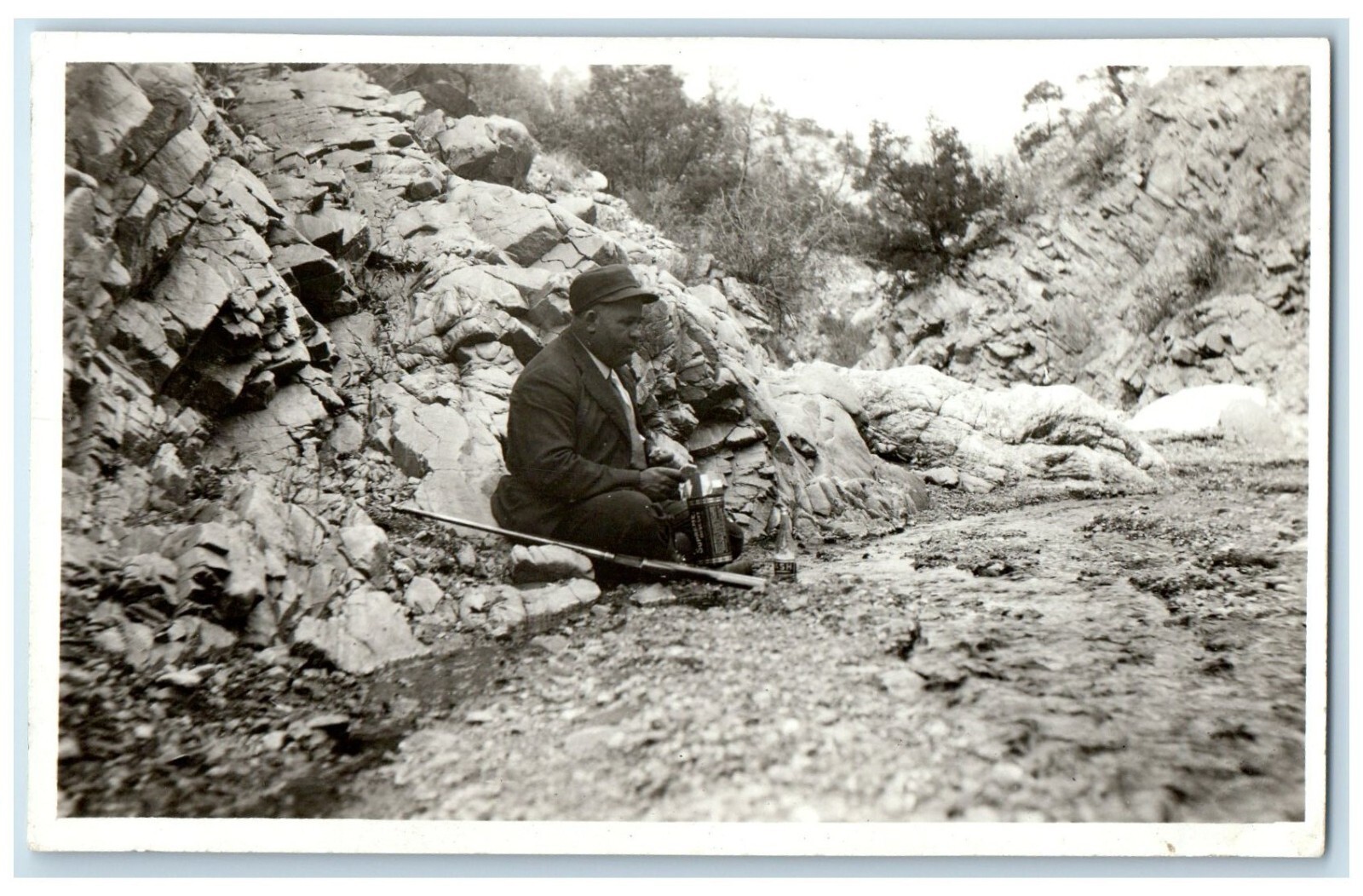 c1910\'s Camping Out Picnic Hunting Rifle Lunch RPPC Photo Antique Postcard c1910\'s Camping Out Picnic Hunting Rifle Lunch RPPC Photo Antique Postcard