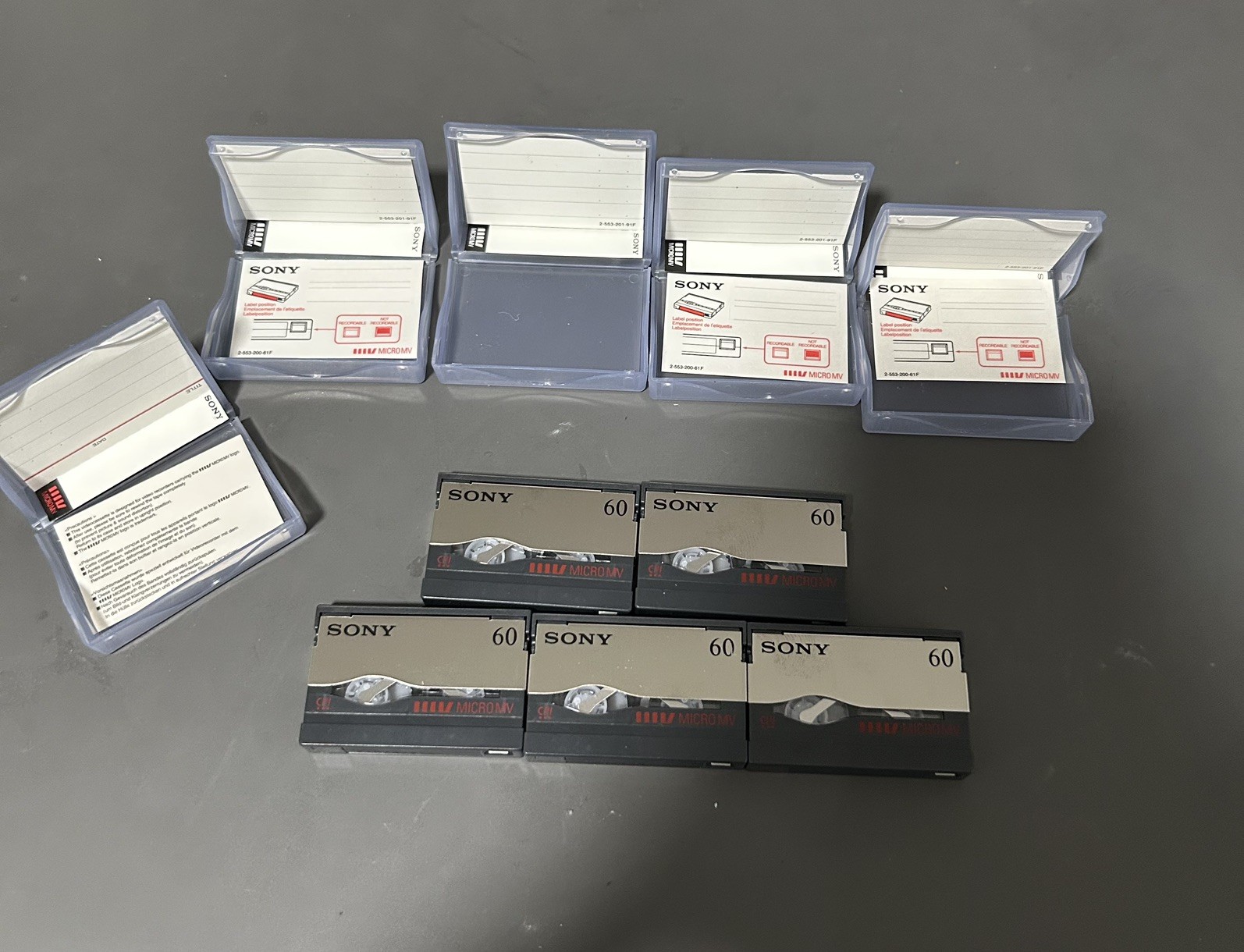 Lot of 5 Sony Micro MV Cassette Tape - 60min (MGR-60/3B) with cases Lot of 5 Sony Micro MV Cassette Tape - 60min (MGR-60/3B) with cases