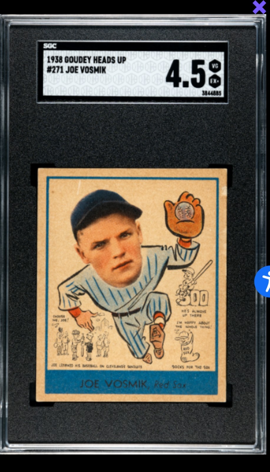 1938 Goudey Big League Chewing Gum - Joe Vosmik #271