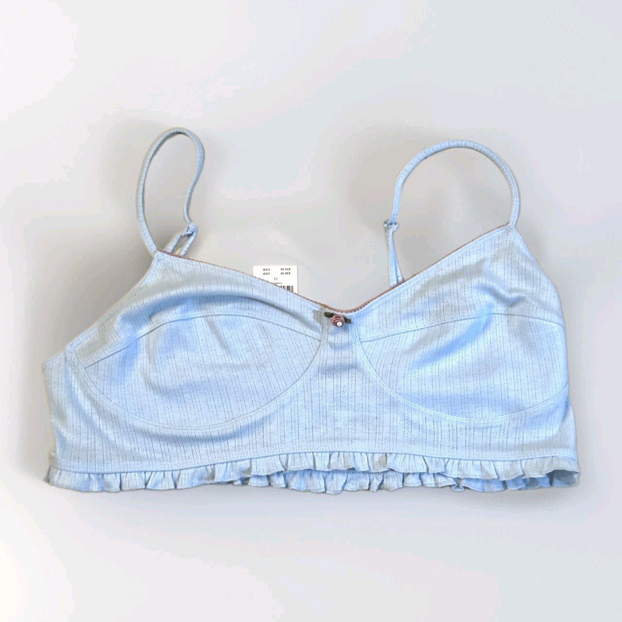 NWT Anthropologie LyreBird XL CottonCloud Printed Scoop-Neck Bra Floral Blue