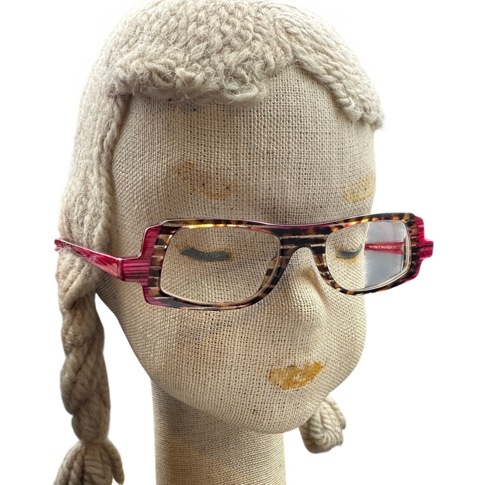Vintage Theo Mango Eyeglasses Tortoise Pink Architectural Frame Belgium Women KC