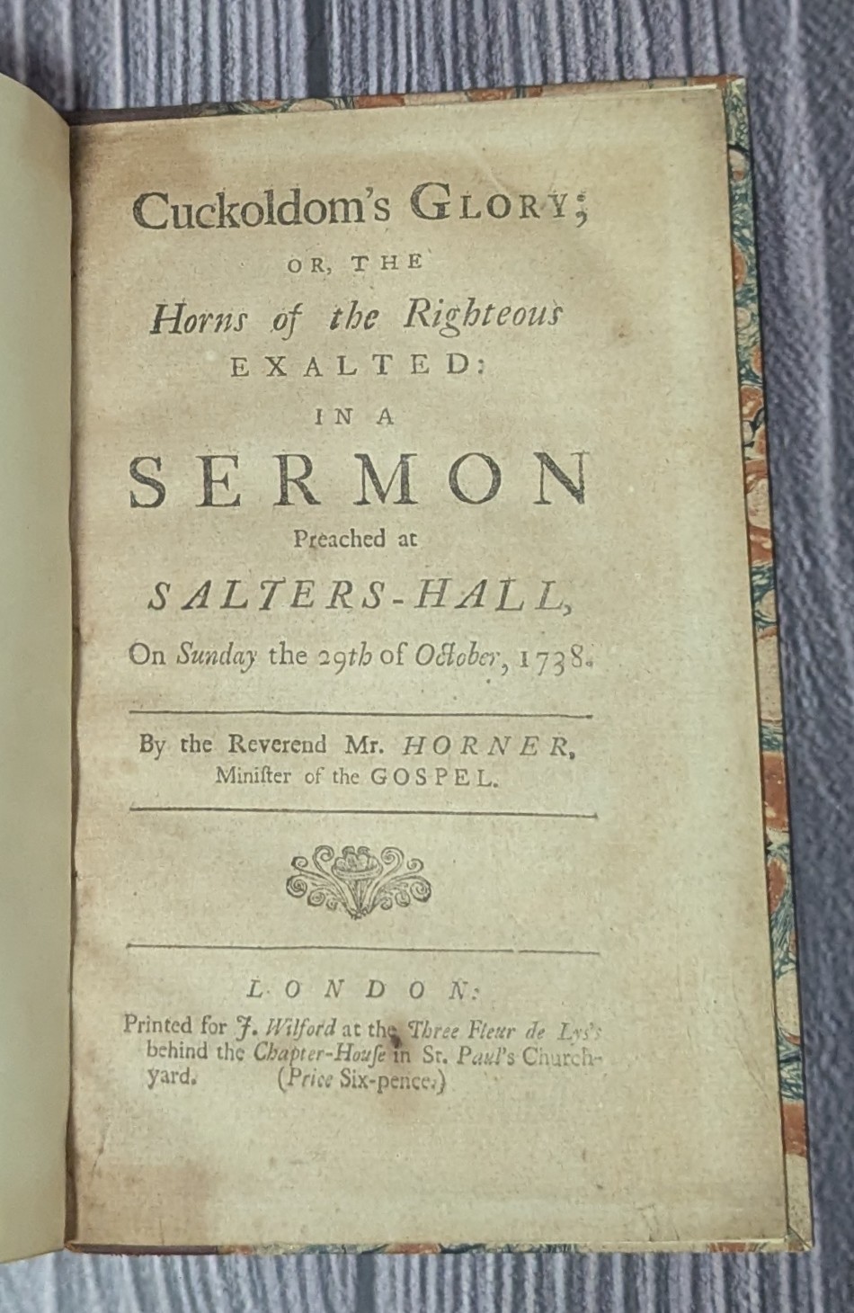 1739 Cuckoldom’s Glory - Horner - Cibber Adultery Satire Mock Sermon - Rare
