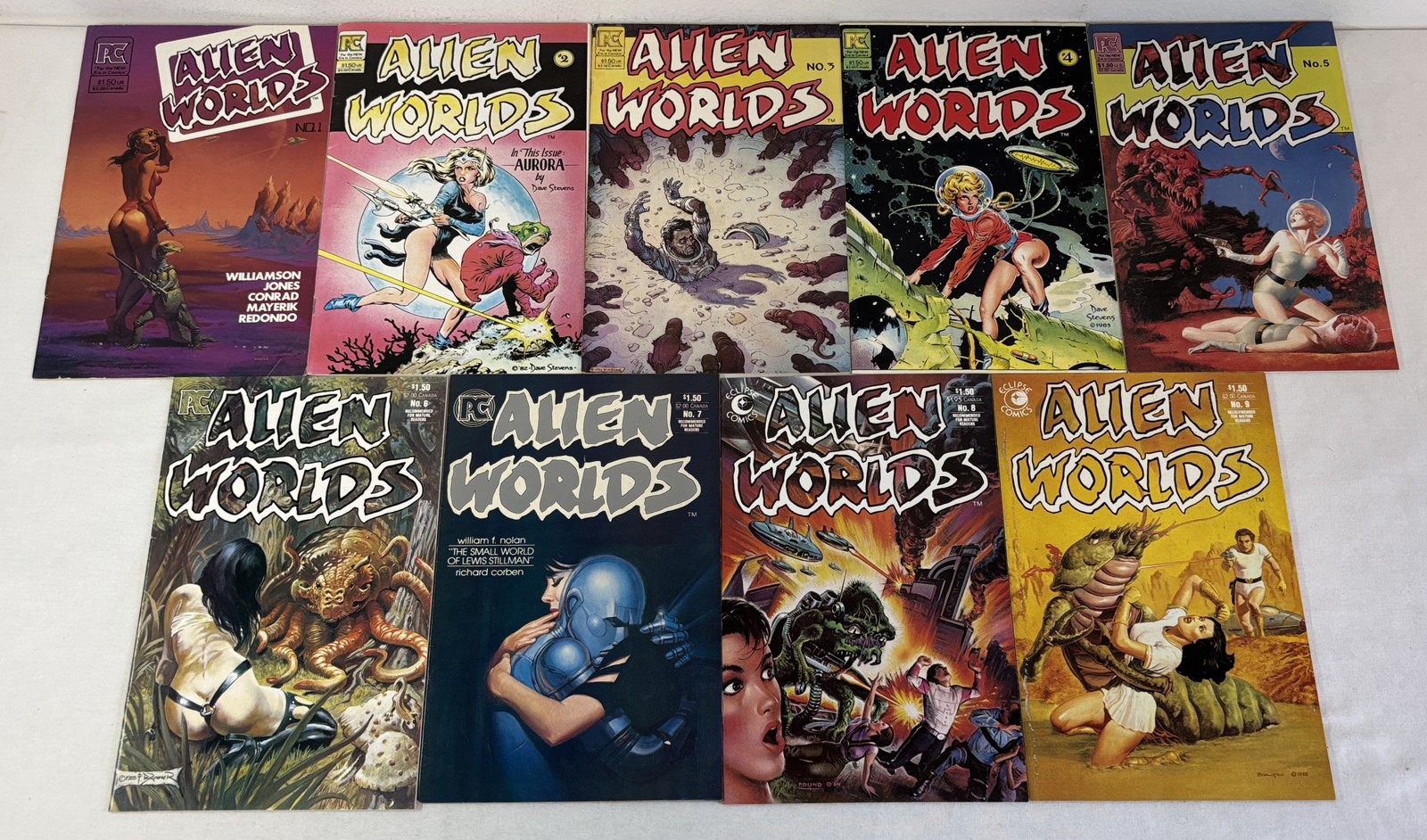 1982 Pacific ALIEN WORLDS #1 2 3 4 5 6 7 8 9 ~ FULL SET ~ Dave Stevens