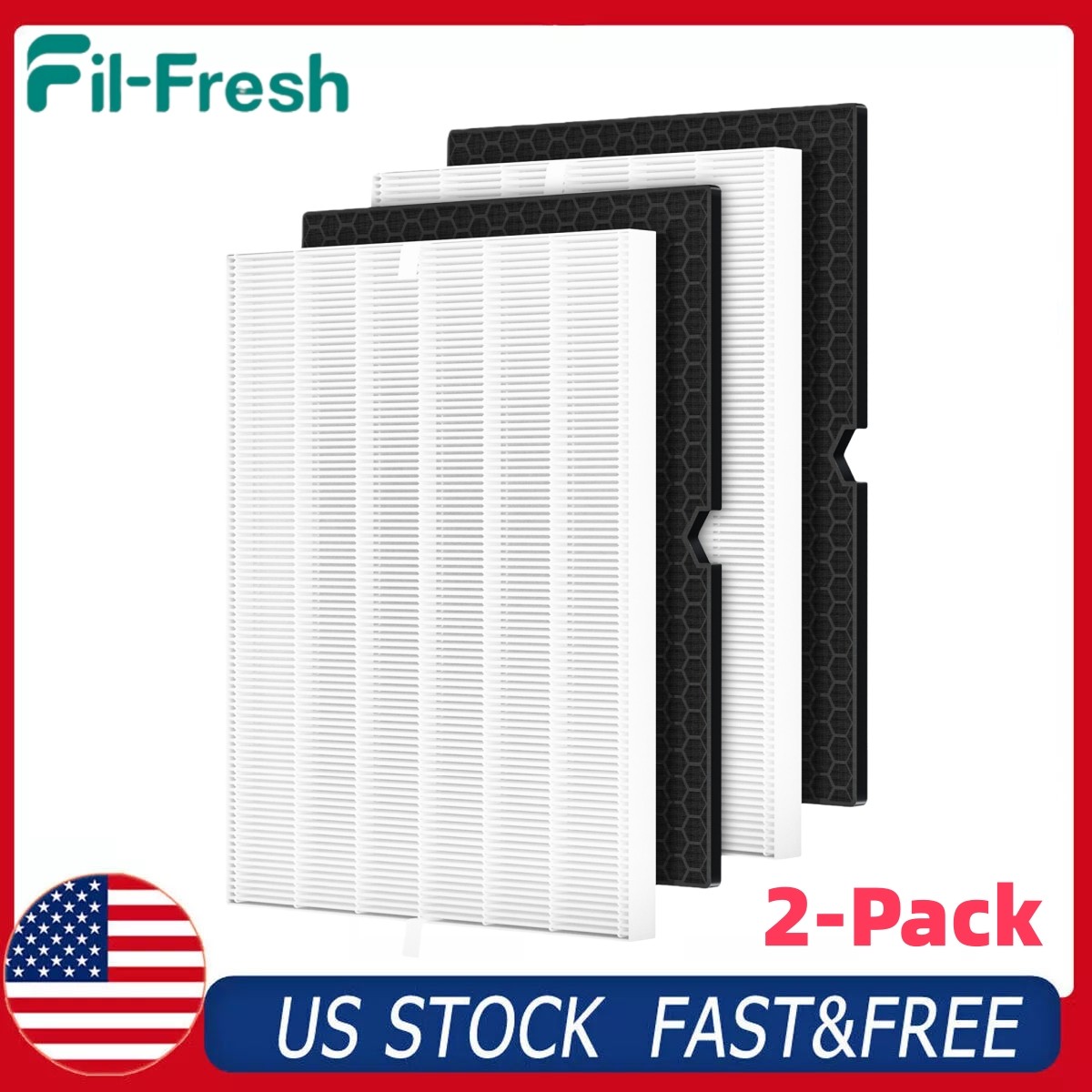 Fil-Fresh 2P HEPA Filter for Winix 5500-2 Replacement 116130 Air Purifier Filter