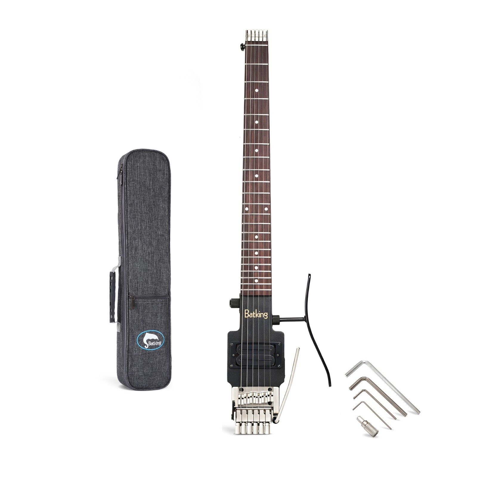 Batking Electric Travel Headless Guitar W/Double Locking Tremolo Bridge/LegStand