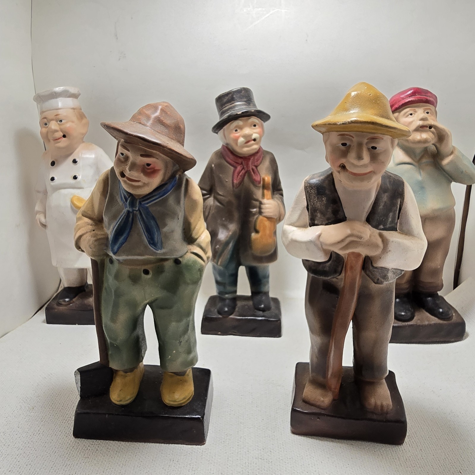 Vintage Enesco Imports Japan Figurines Lot of 5 Chef Farmer Men 5.85\