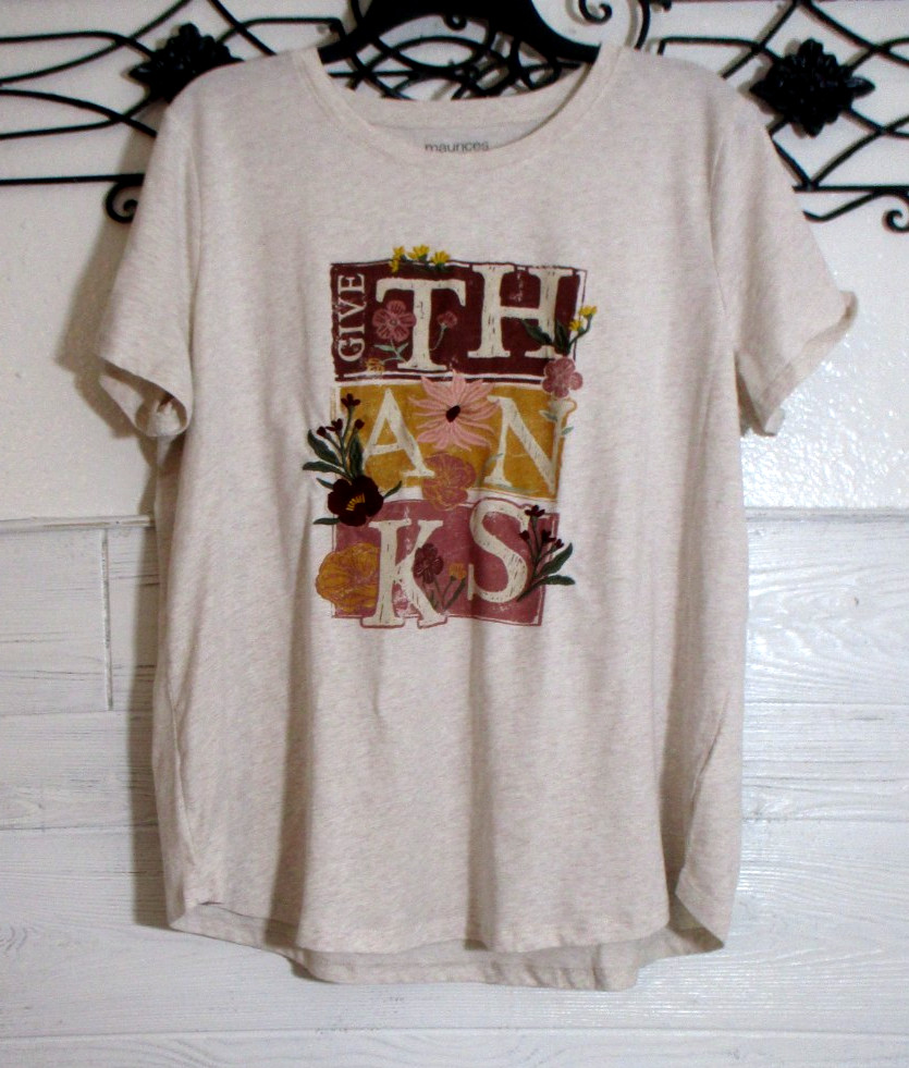 Maurices Knit Top Women\'s Size XL Short Sleeve Multicolor Crew Neck