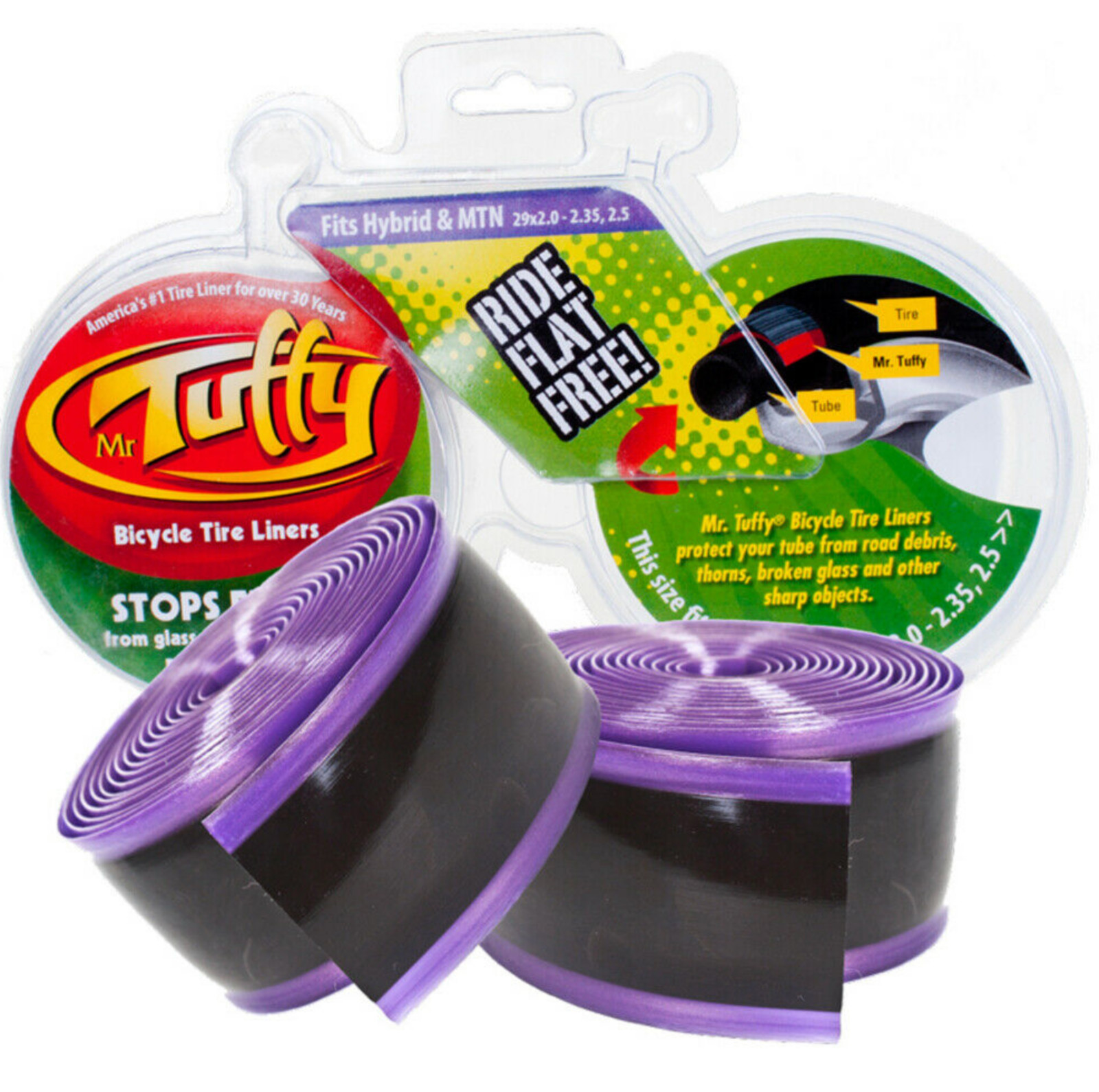 Mr. Tuffy 29x2.0-2.35 Hybrid/MTN Purple Pair of Bike Tire (2) Liners Stops Flats