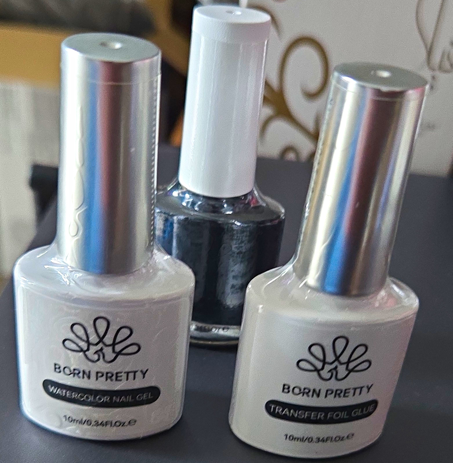 Born Pretty Watercolor Nail Gel & Transfer Foil Glue Kit Set White/Black 10ml
