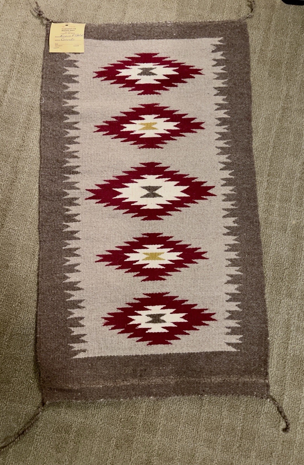 Bernice P Toledo Navajo Rug Crownpoint Weavers Assn Tagged Vintage Wool