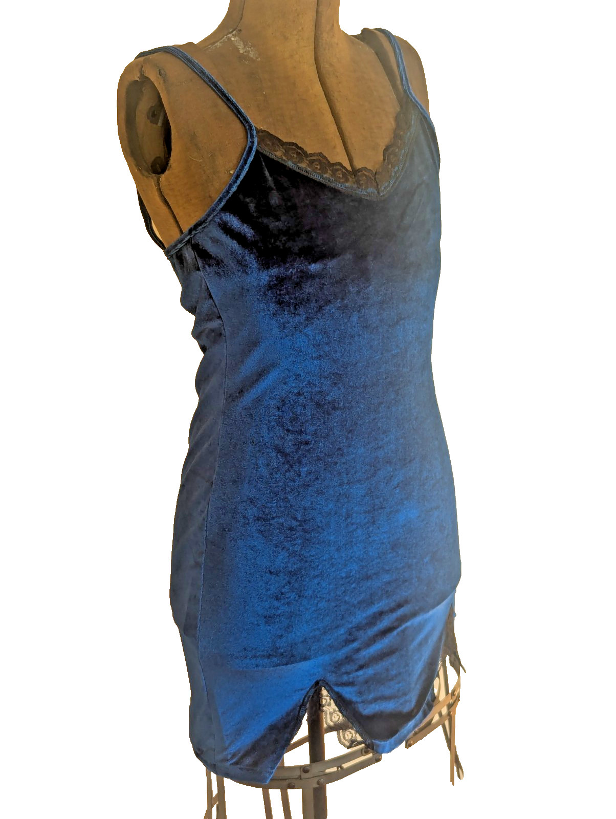 Y2K Velvet Mini Dress Size S Dark Teal Dark Coquette Indie Sleaze Going-Out