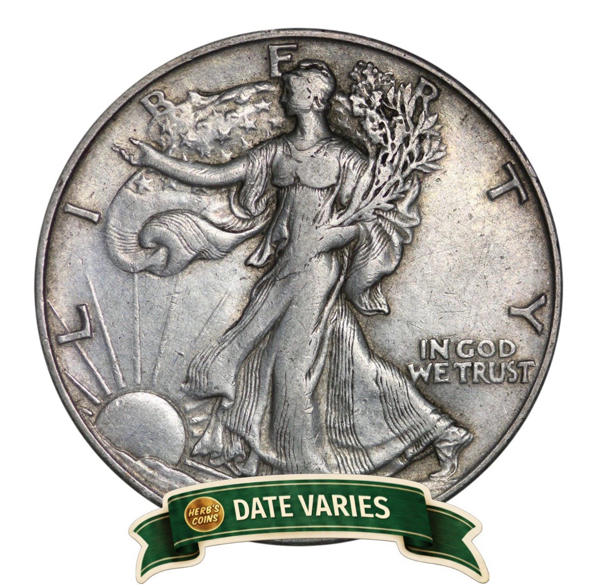 USA 90% Silver Walking Liberty Half Dollar 1916-1947 Coin Random Date Average USA 90% Silver Walking Liberty Half Dollar 1916-1947 Coin Random Date Average