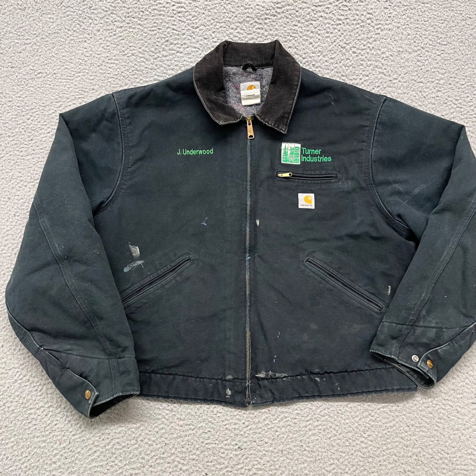 Vtg Carhartt Detroit Jacket Mens 48 Black Blanket Lined Corduroy Collar J02 BLK Vtg Carhartt Detroit Jacket Mens 48 Black Blanket Lined Corduroy Collar J02 BLK