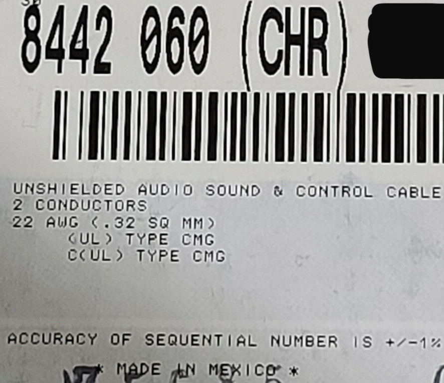Belden 8442 22/1P Twisted Pair Audio/Sound/Control/Instrumentation Cable /50ft