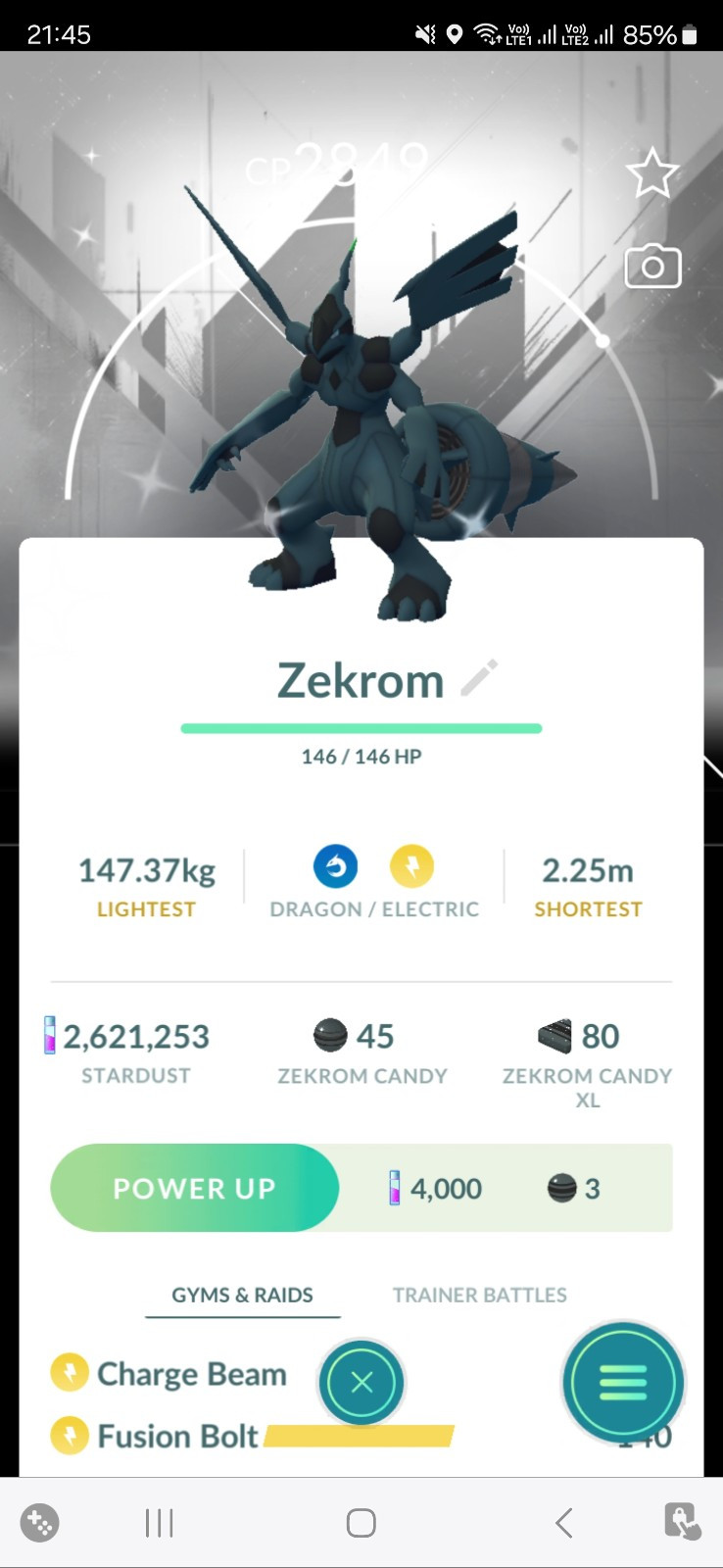 Shiny Zekrom ( Special BG ) Pokemon Trading Go