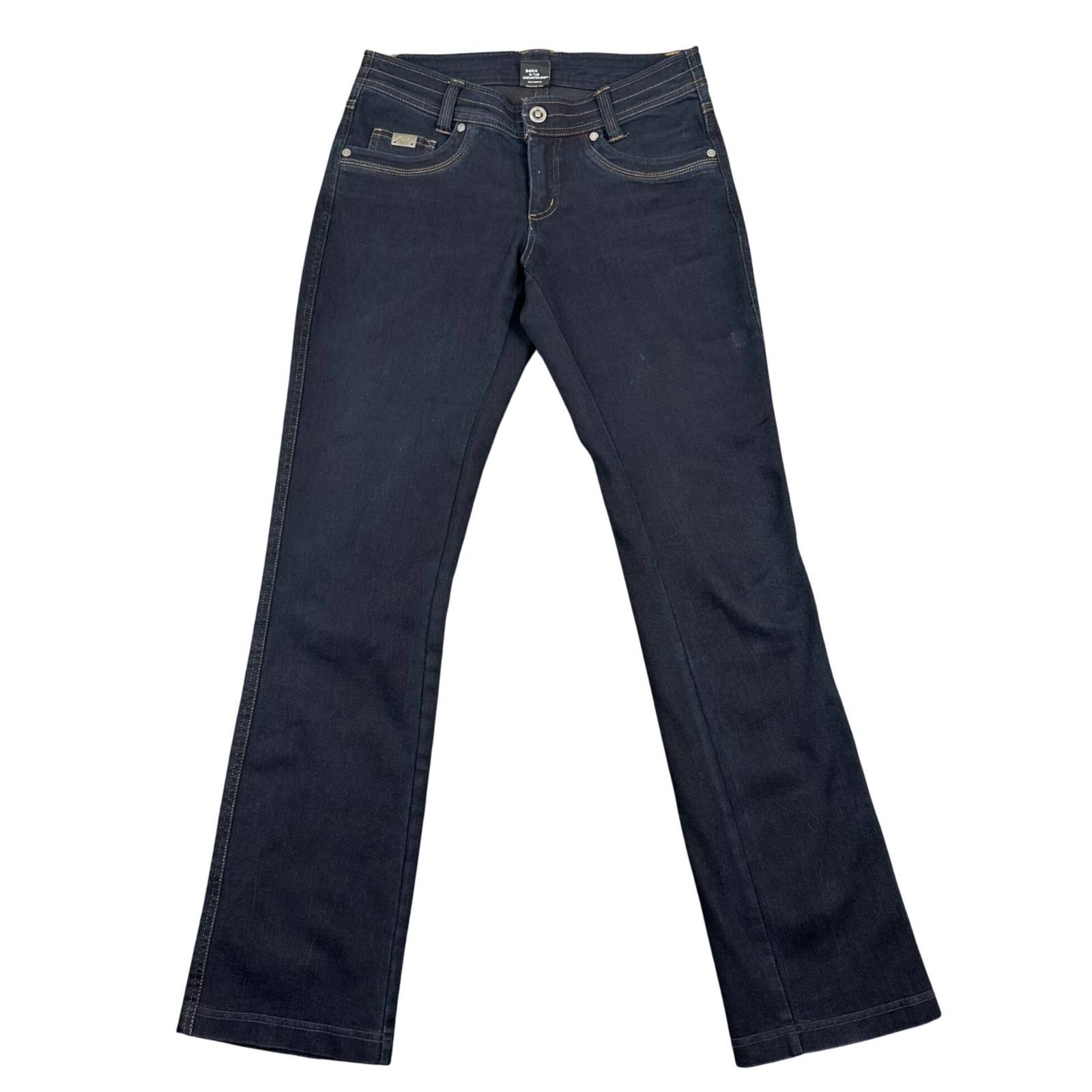 Kuhl Danzr Straight Leg Jeans Dark Indigo Performance Denim Womens 2 Short