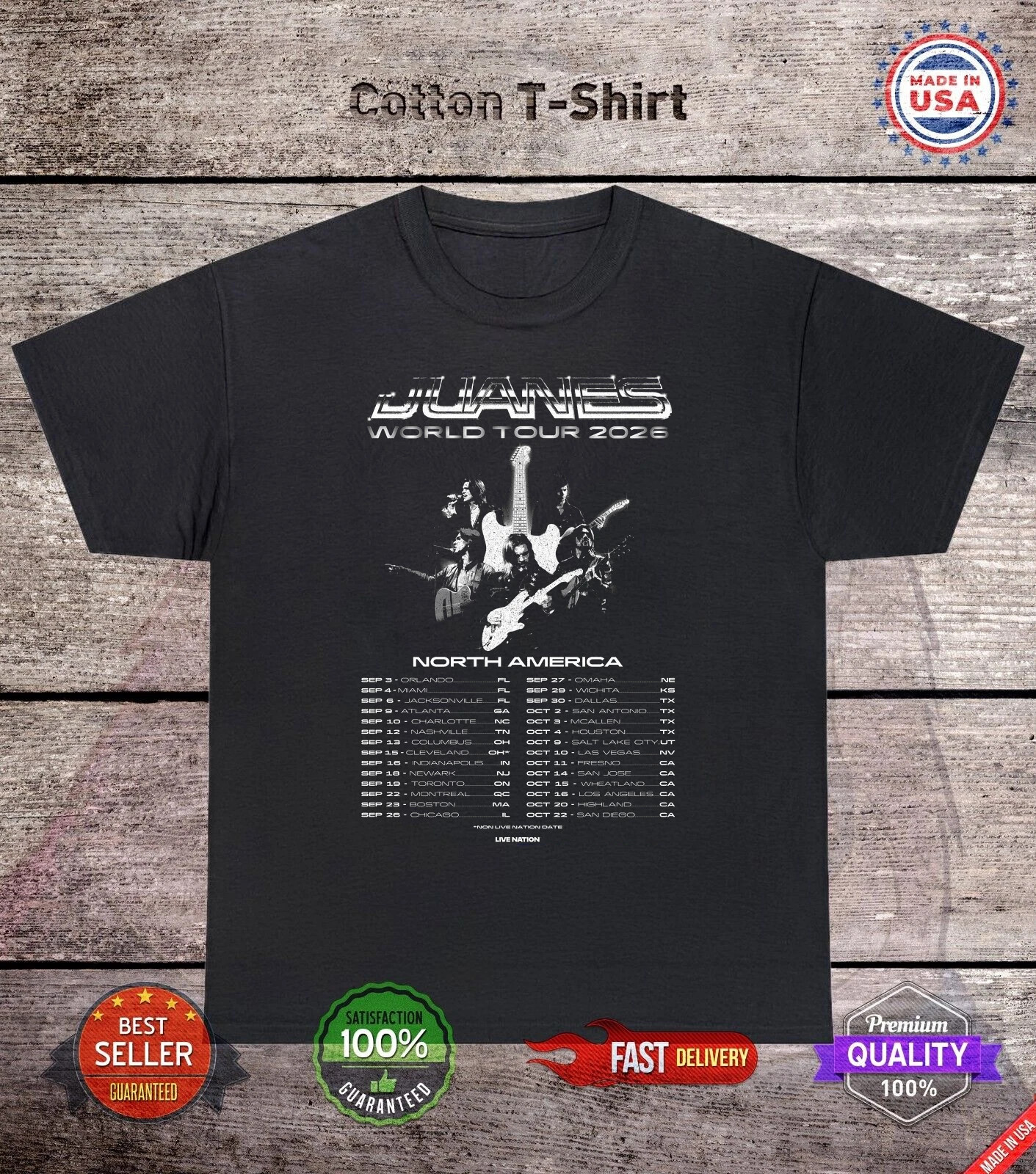 Juanes North American Tour 2026 T Shirt Full Size S-5XL