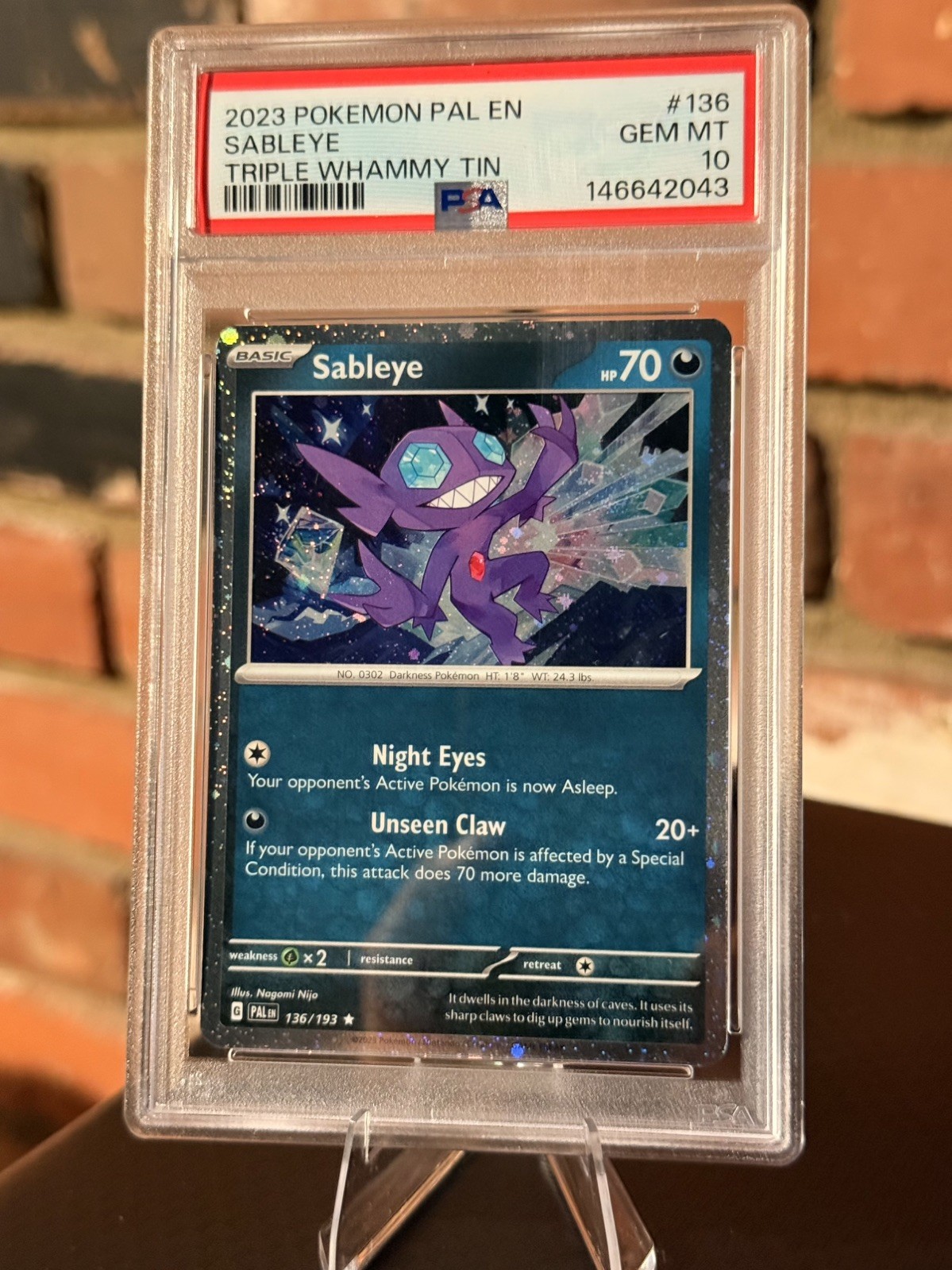 Pokemon Sableye Cosmos #136 PSA 10 136/193 Paldean Fates Promo - Pop. 84