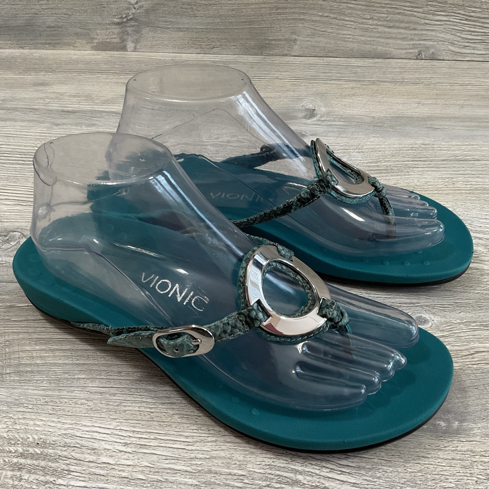 VIONIC Womens Karina Snakeskin Thong Slip On Casual Comfort Sandals Size 8