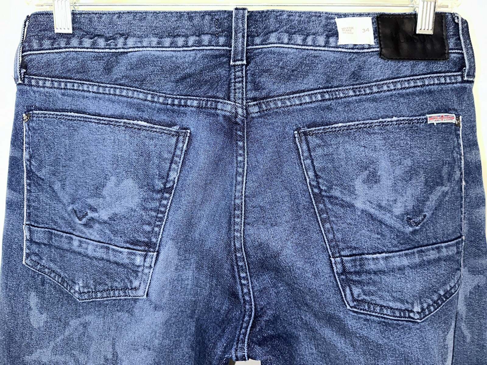 Hudson Blake Button Fly Selvage Distressed Slim Straight Jeans Men\'s Size 34 Hudson Blake Button Fly Selvage Distressed Slim Straight Jeans Men\'s Size 34