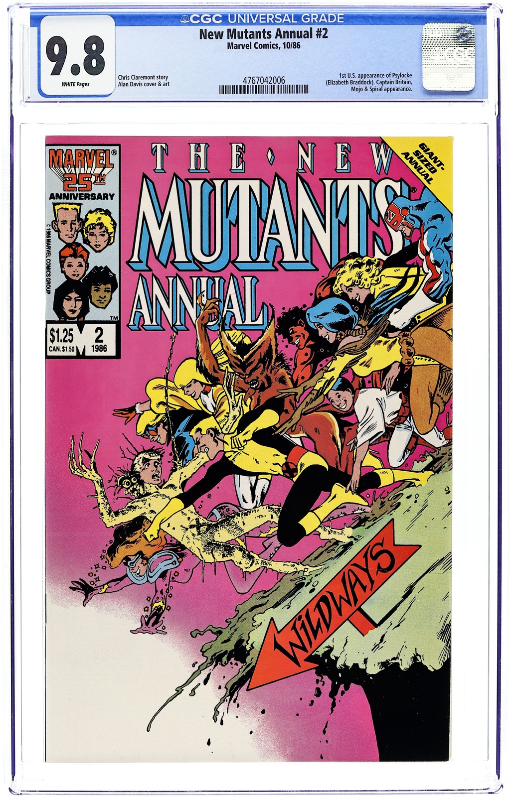 New Mutants Annual #2D CGC 9.8 1986 4767042006 1st US app. Psylocke