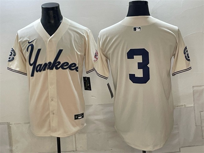 New York Yankees #3 Babe Ruth Cream Limited Stitched Cool Base Jersey - Men\'s*