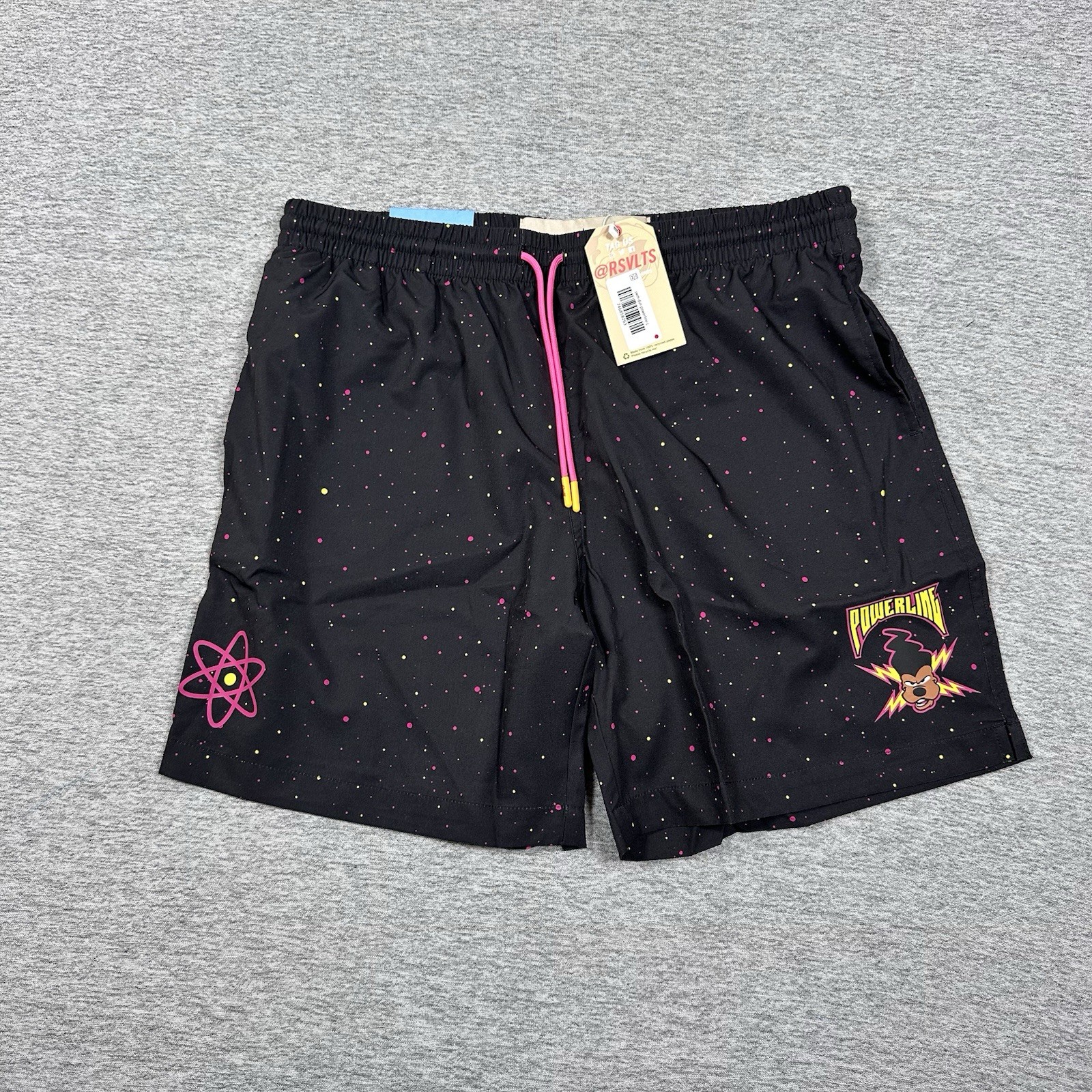 RSVLTS Disney Goofy Movie Hybrid Swim Shorts Mens Large Black Star Power NEW
