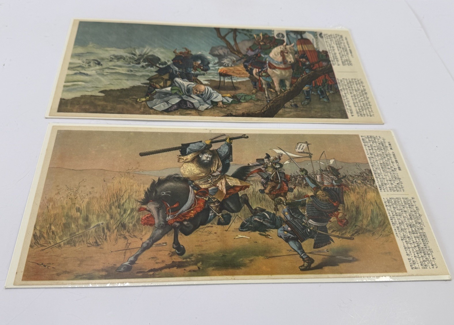 1935 Japanese Lithograph Prints Yamato Sakura Samurai History Lot of 2