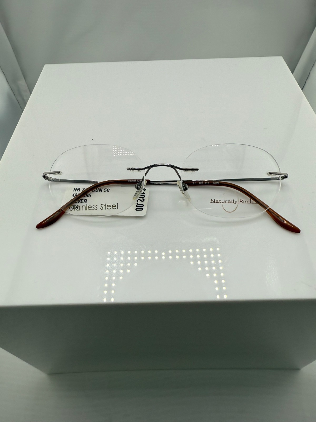 Naturally Rimless NR 343 Silver Eyeglass Frame 50-19-135 NWT