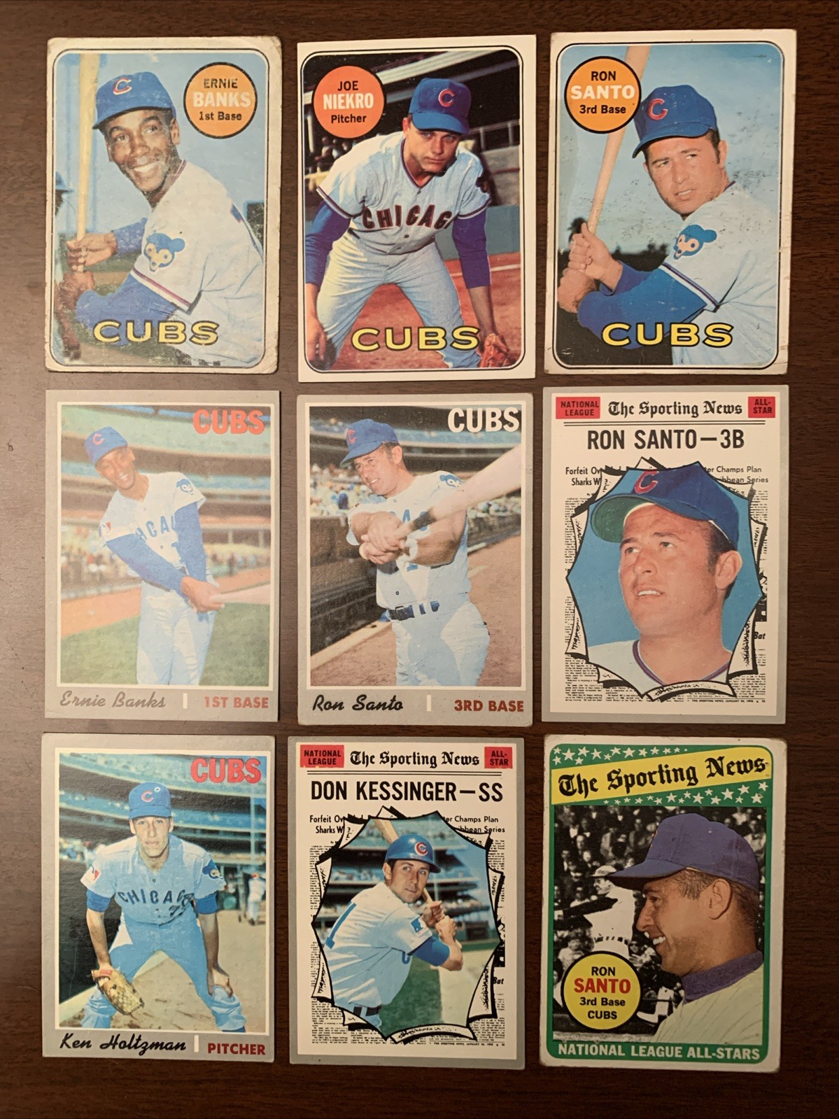 1969–70 Topps MLB Baseball CHICAGO CUBS Star CARDS(9)Ernie Banks/Santo/Holtzman