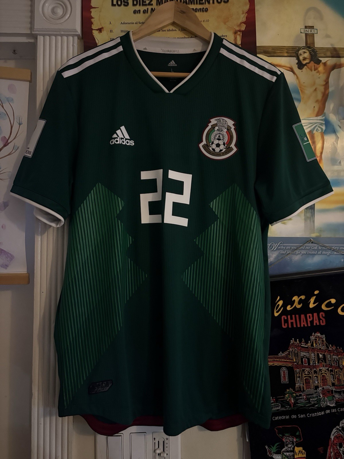 Mexico 2018 World Cup Home Jersey Player Issues,Chucky Lozano Size L