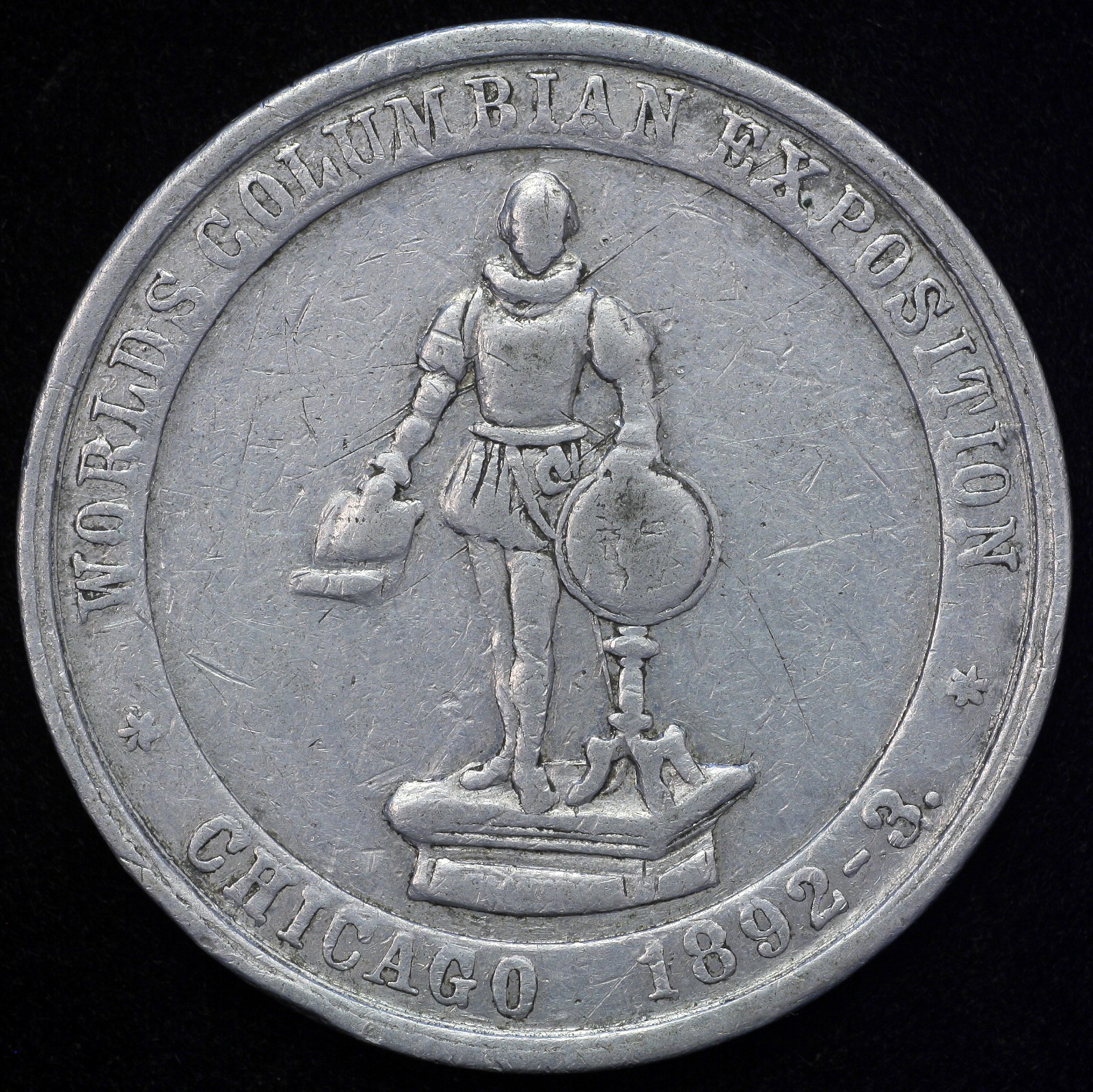 1892 - 1893 Chicago World's Columbian Exposition HK-239 SCD Medal Aluminum 38mm