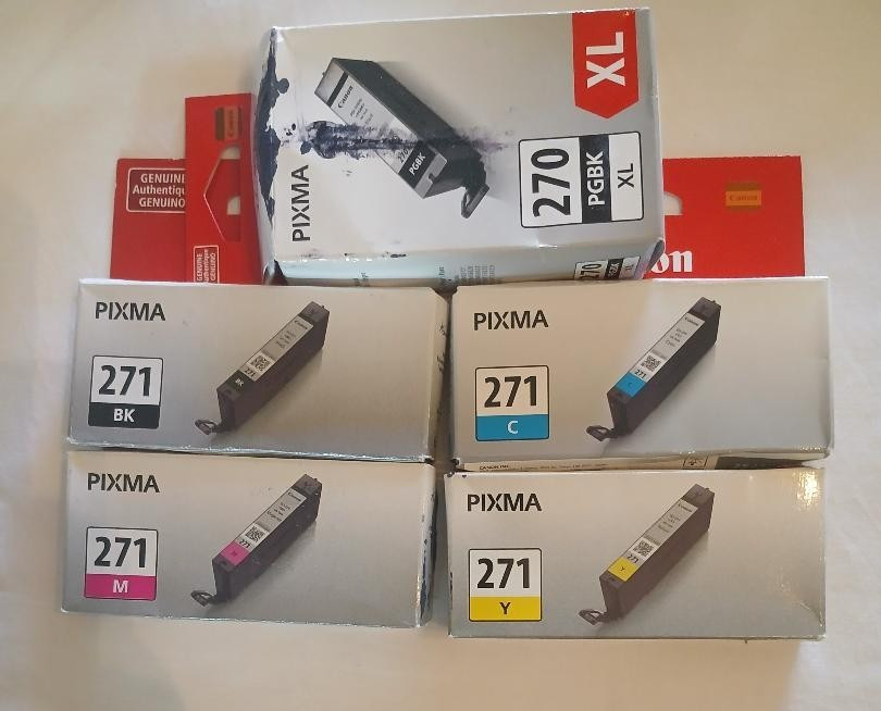 Set of 5 NEW Sealed GENUINE CANON 270XL 271 COMBO Ink Cartridges OEM